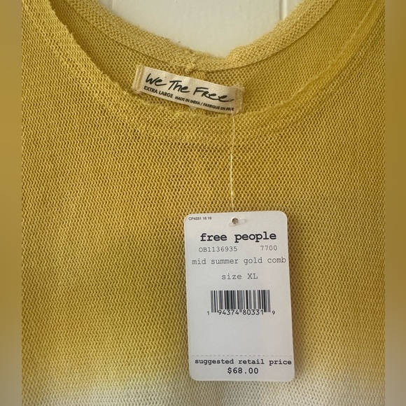 Free People We The Free long tunic tank top sleeveless ombré white yellow XL - Picture 4 of 9